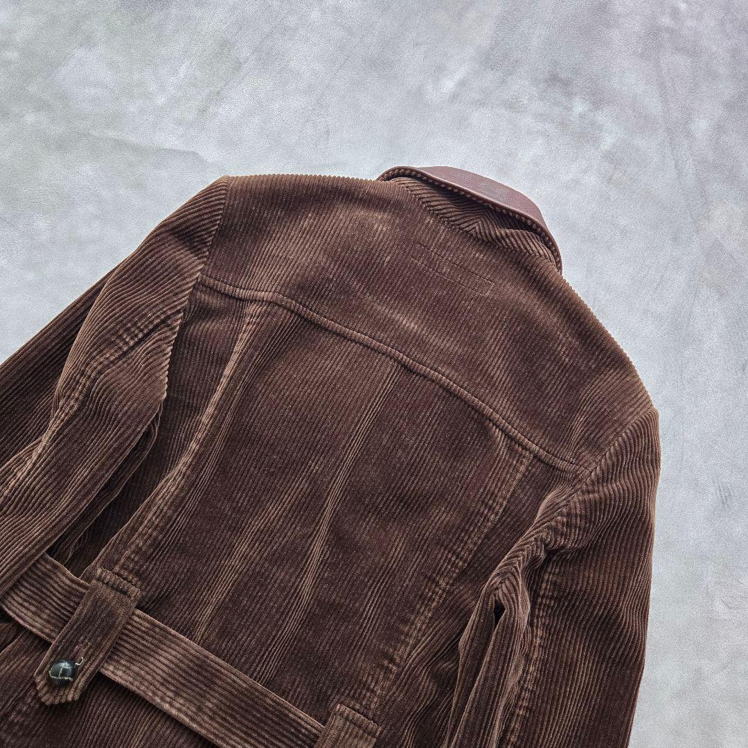 ラルフローレン コーデュロイ テーラードジャケット くるみボタン レザー 茶