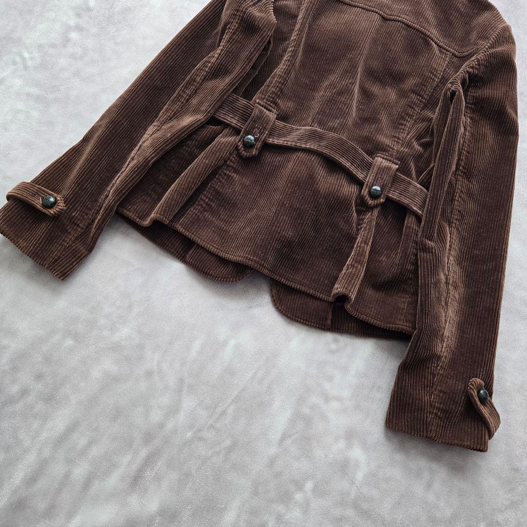 ラルフローレン コーデュロイ テーラードジャケット くるみボタン レザー 茶