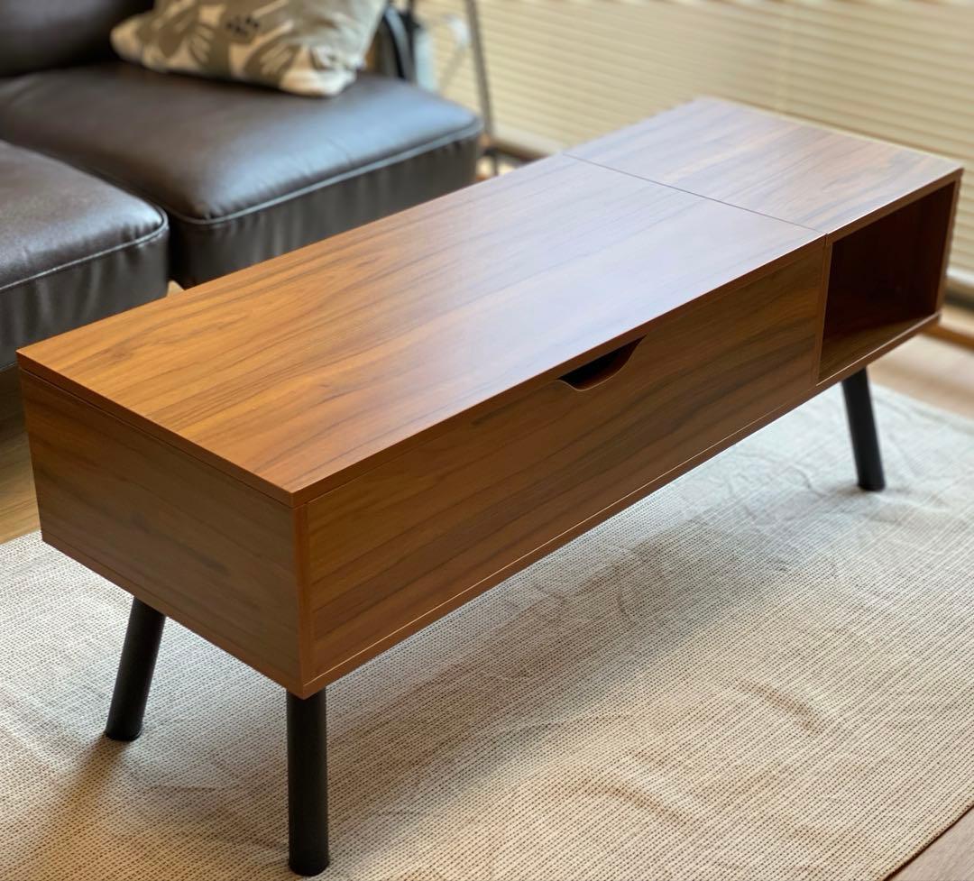 リフトアップテーブル 昇降収納付 幅110×奥行40×高46cm