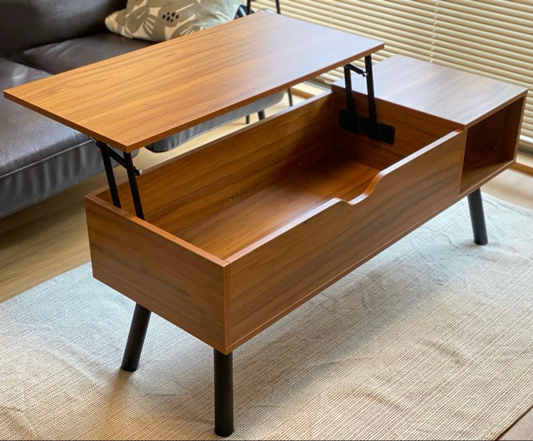 リフトアップテーブル 昇降収納付 幅110×奥行40×高46cm