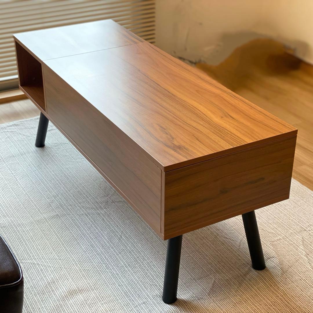 リフトアップテーブル 昇降収納付 幅110×奥行40×高46cm