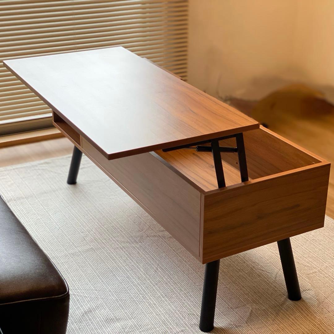 リフトアップテーブル 昇降収納付 幅110×奥行40×高46cm