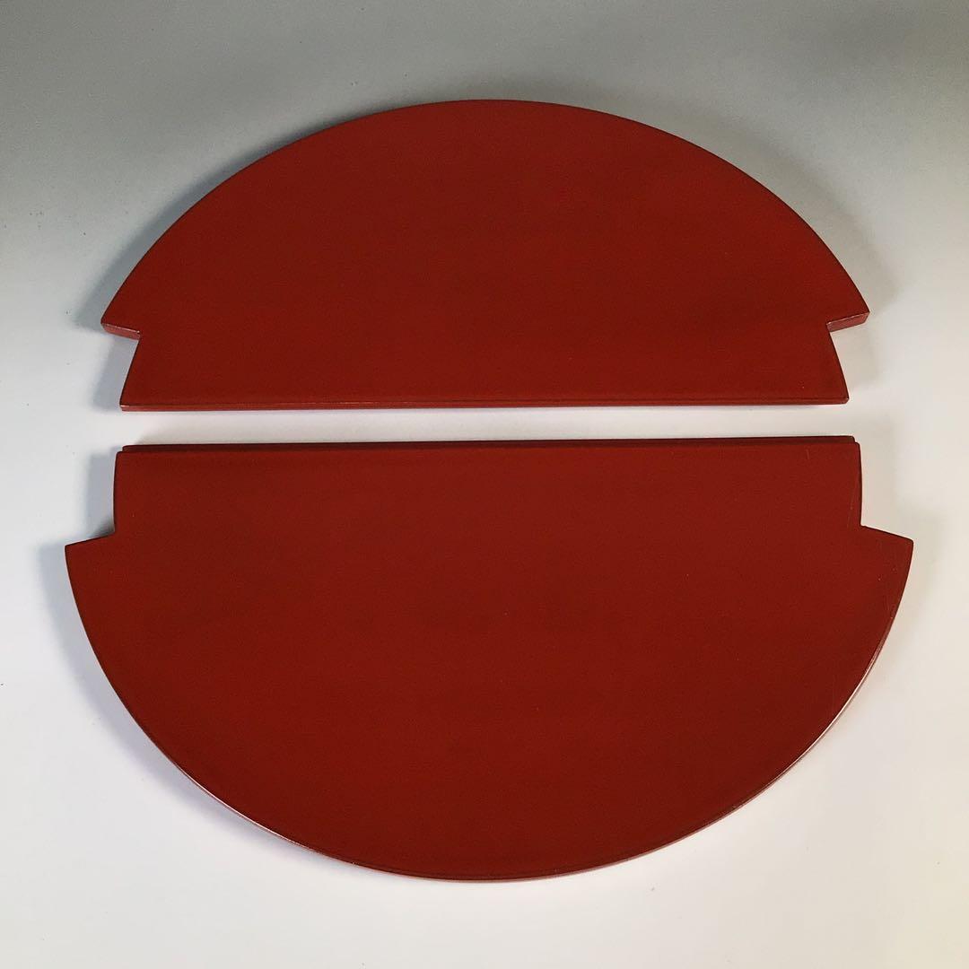 Ｍ７４８　水指　『塗師　岡本陽斎作』『朱塗』『手桶水指』　共箱　茶道具