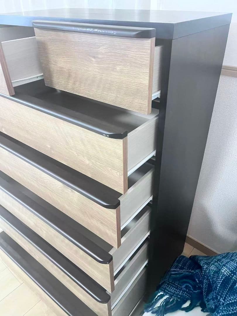 ハイチェスト 　ニトリタンス6段 引き出し　ミドルブラウン/ダークブラウン