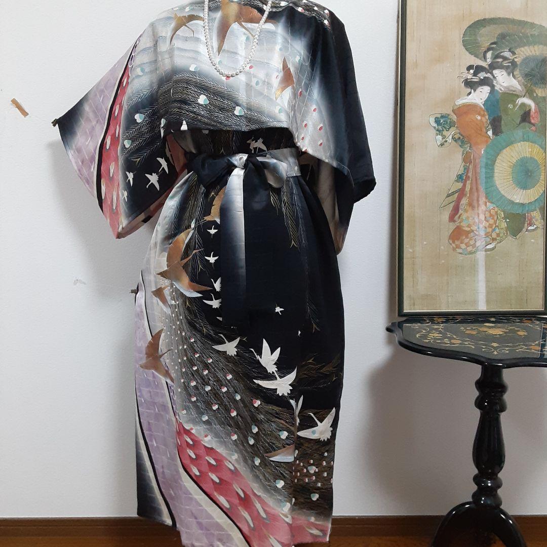 リメイク着物ロングワンピースボレロ付きＬ作家者