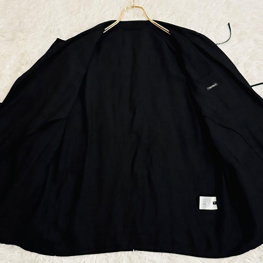 極美品 コモリ リネンブレンド スタンドカラージャケット 黒 3 COMOLI
