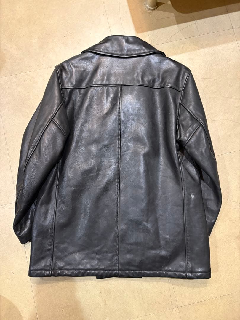 美品 SCHOTT レザー ピーコート40 XLブラック USA製 ショット