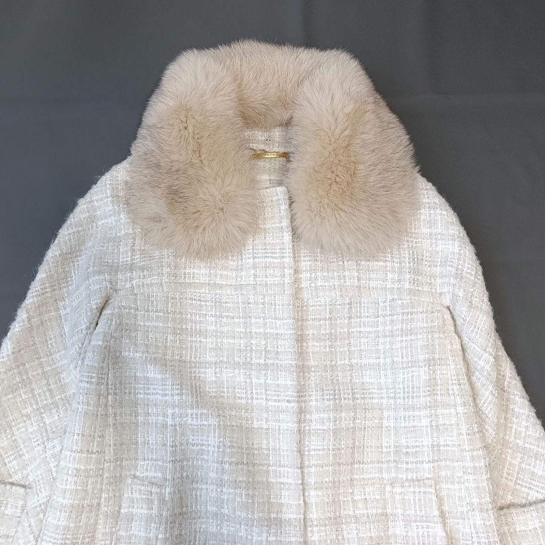 【グレースクラスGrace Class】フォックスファー　ツィード　ロングコート