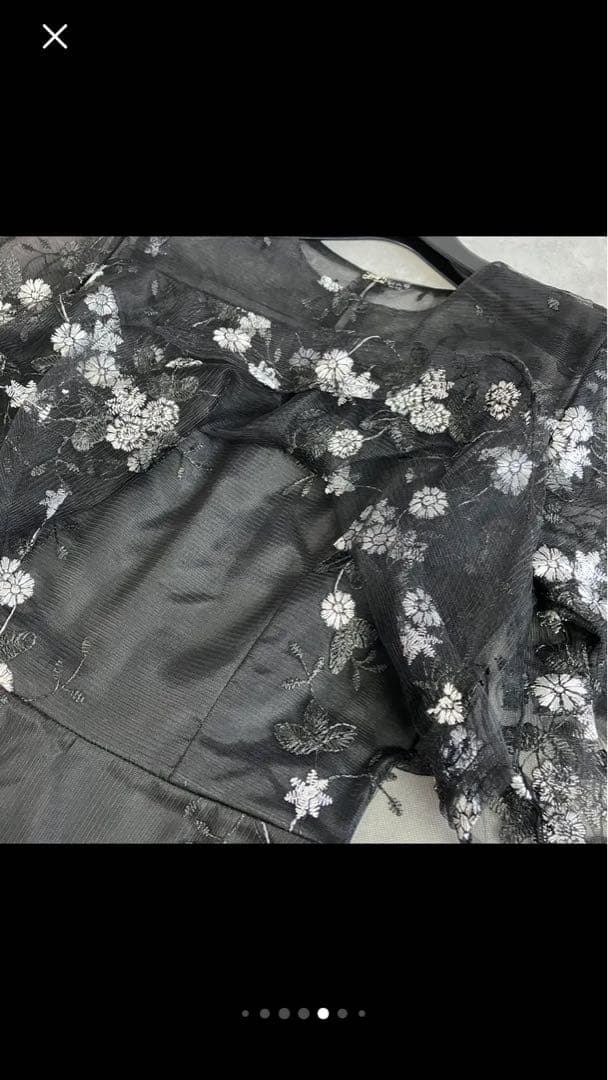 【タグ付】retica レティカ シースルー七分袖花柄刺繍ロングパーティードレス