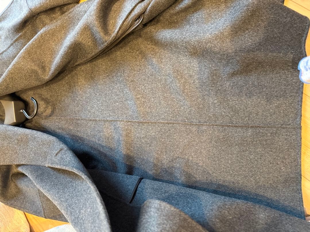 conte ウール100％ ダブルブレスト リバーロングコート GRAY 36