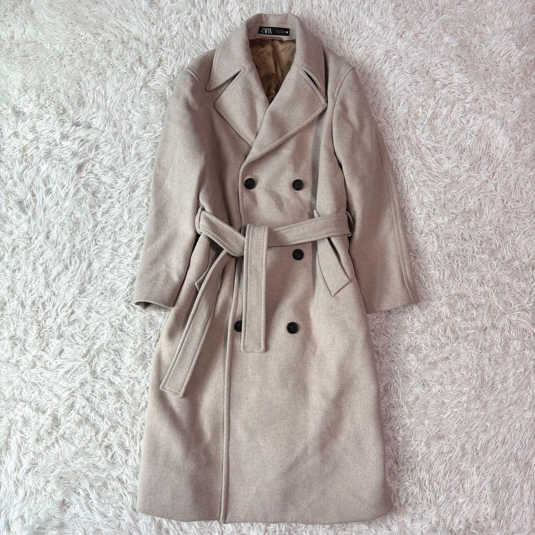 未使用級/XL相当✨ザラ ウール混紡ダブルブレスト チェスターコート マキシ丈