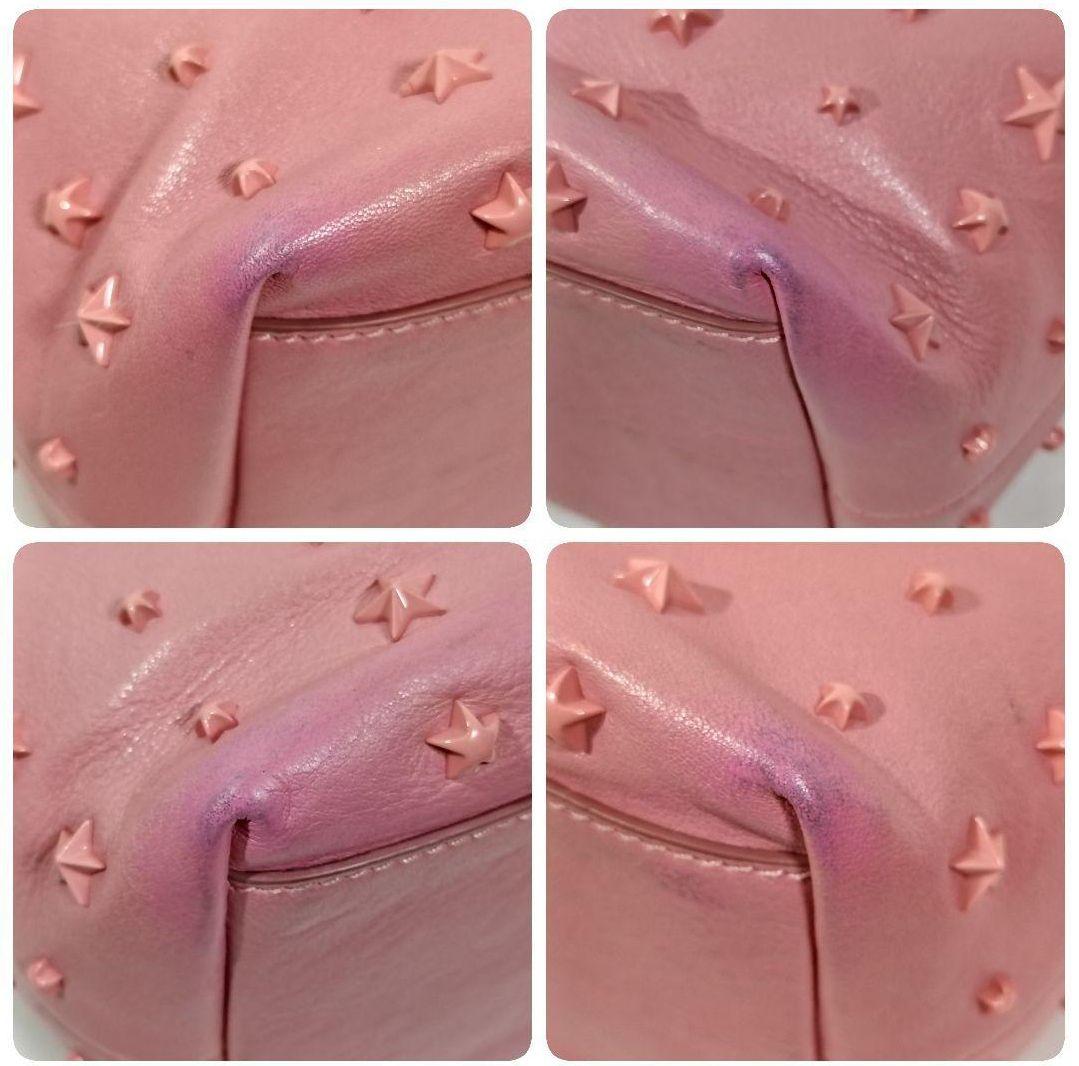 正規品 ジミーチュウ ハンドバッグ 2way ショルダー付き ピンク スタッズ