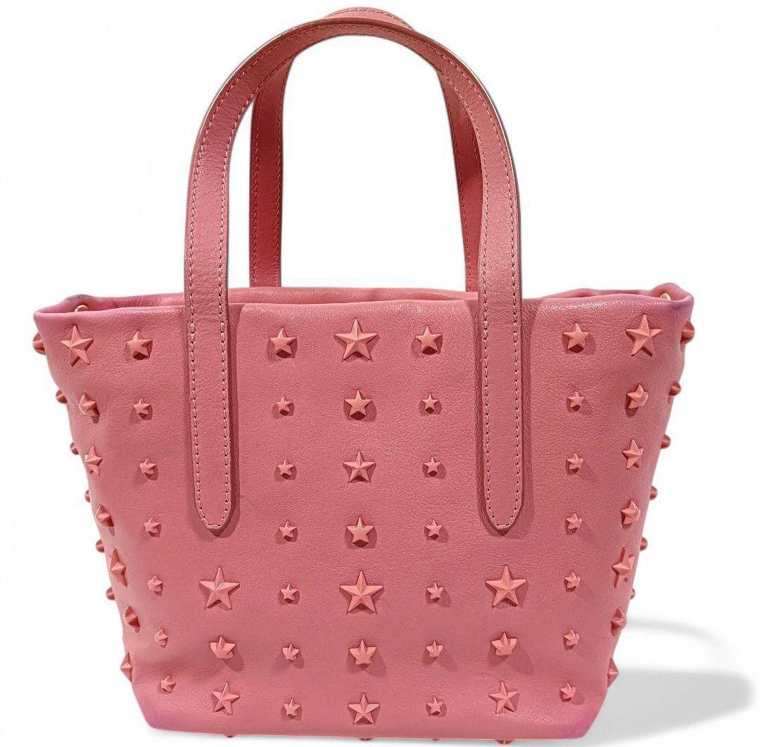 正規品 ジミーチュウ ハンドバッグ 2way ショルダー付き ピンク スタッズ