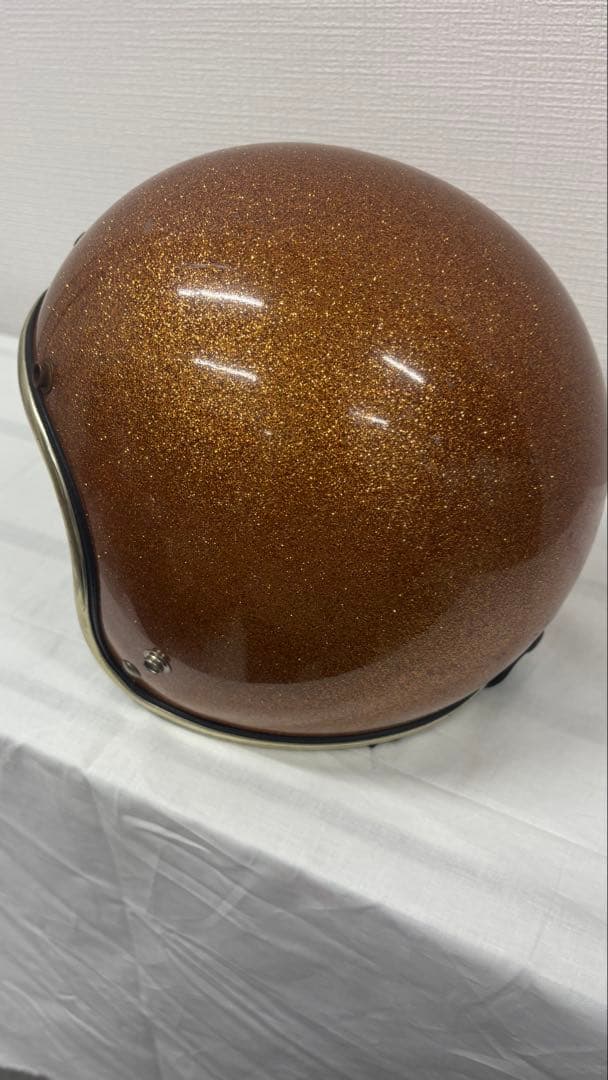 オレンジラメ仕上げ ジェットヘルメット