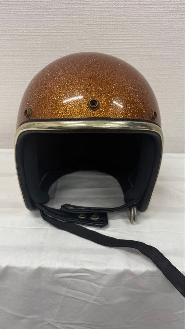 オレンジラメ仕上げ ジェットヘルメット