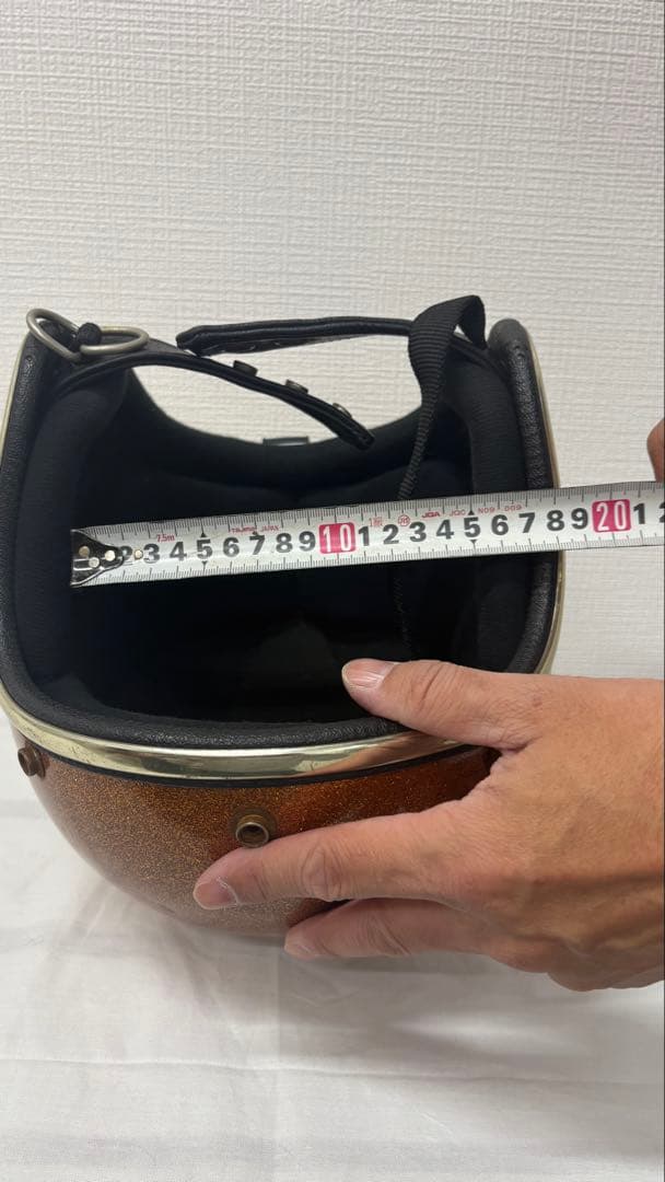 オレンジラメ仕上げ ジェットヘルメット