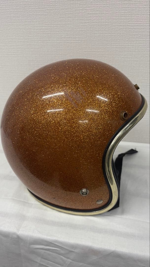 オレンジラメ仕上げ ジェットヘルメット