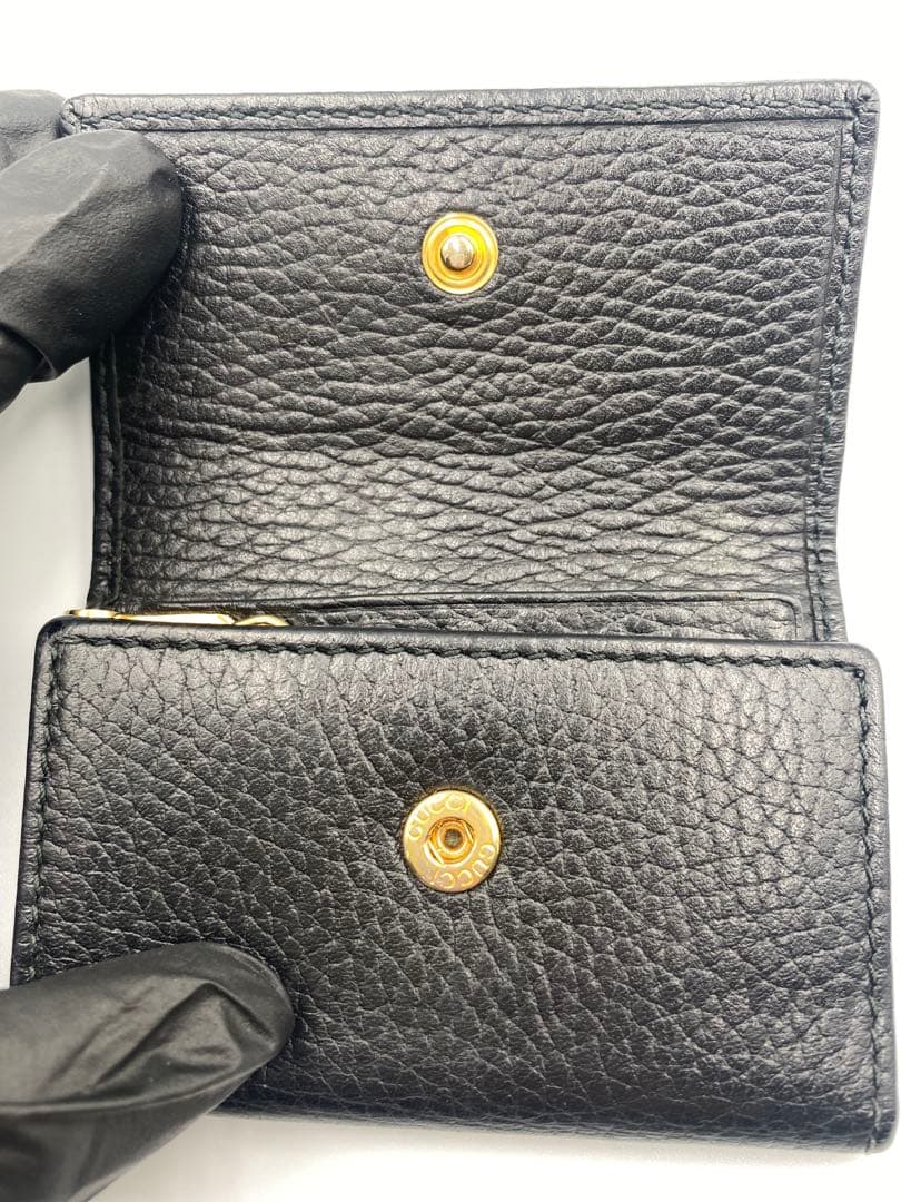 【GUCCI】キーケース ブラック レザー ゴールド金具　6連