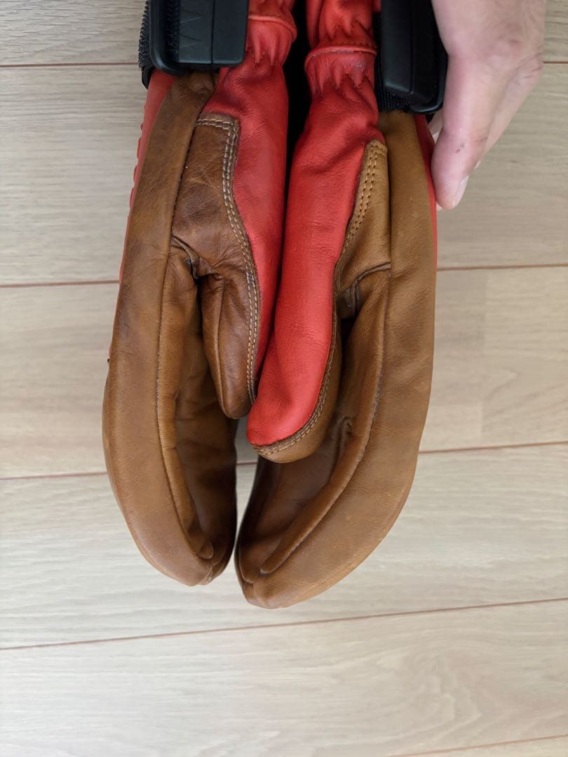 Hestra ミトングローブ サイズ9 オレンジ/ブラウン