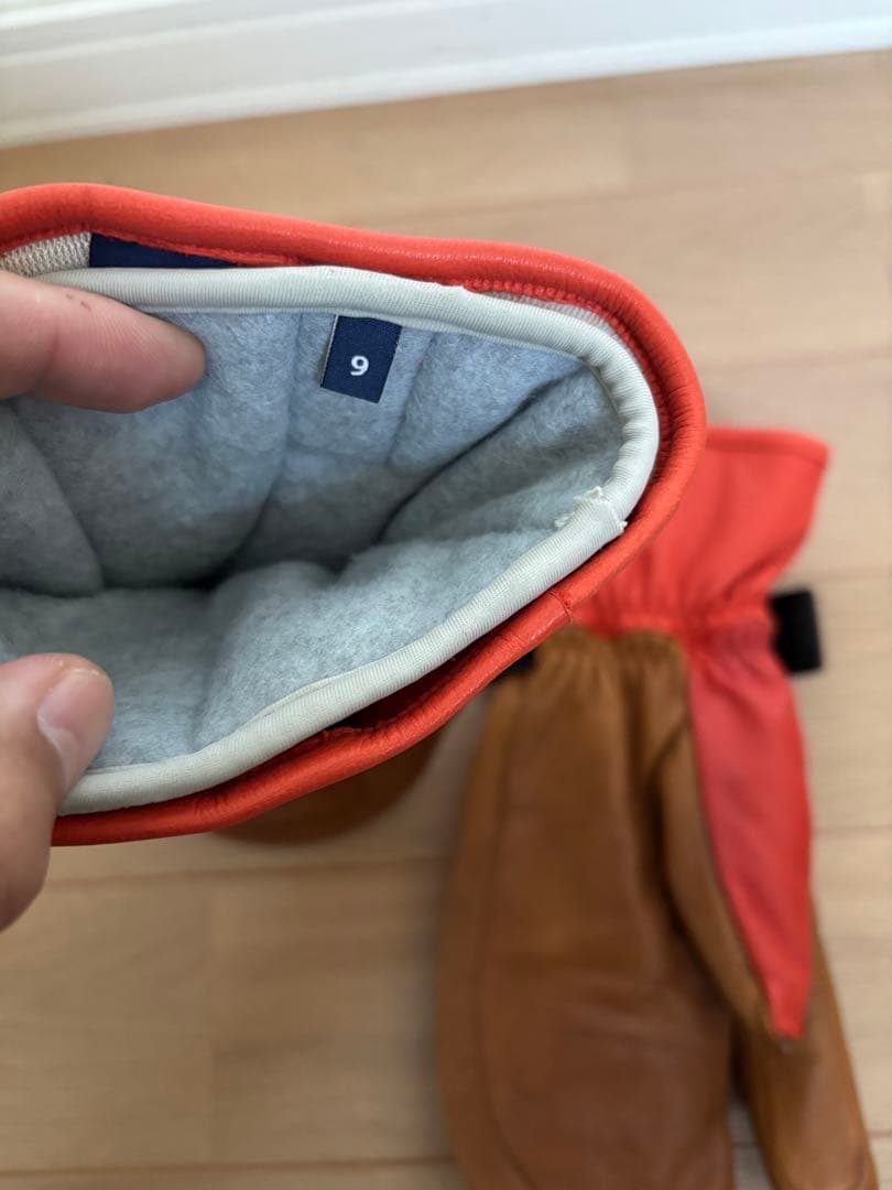 Hestra ミトングローブ サイズ9 オレンジ/ブラウン