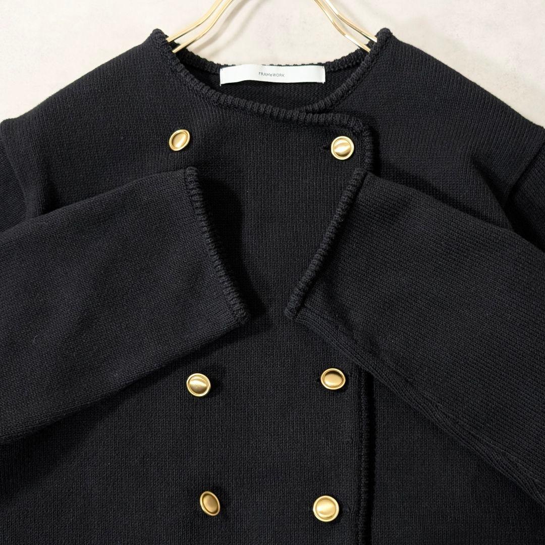 美品★フレームワーク ニットWジャケット 金ボタン 23年モデル ブラック