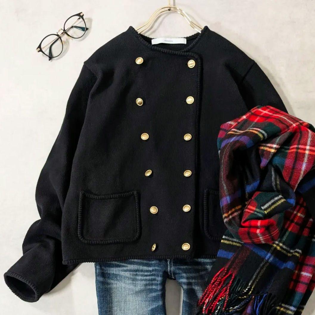 美品★フレームワーク ニットWジャケット 金ボタン 23年モデル ブラック