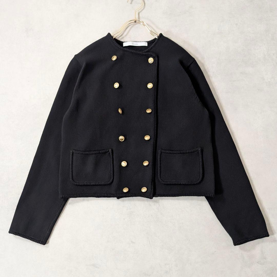 美品★フレームワーク ニットWジャケット 金ボタン 23年モデル ブラック