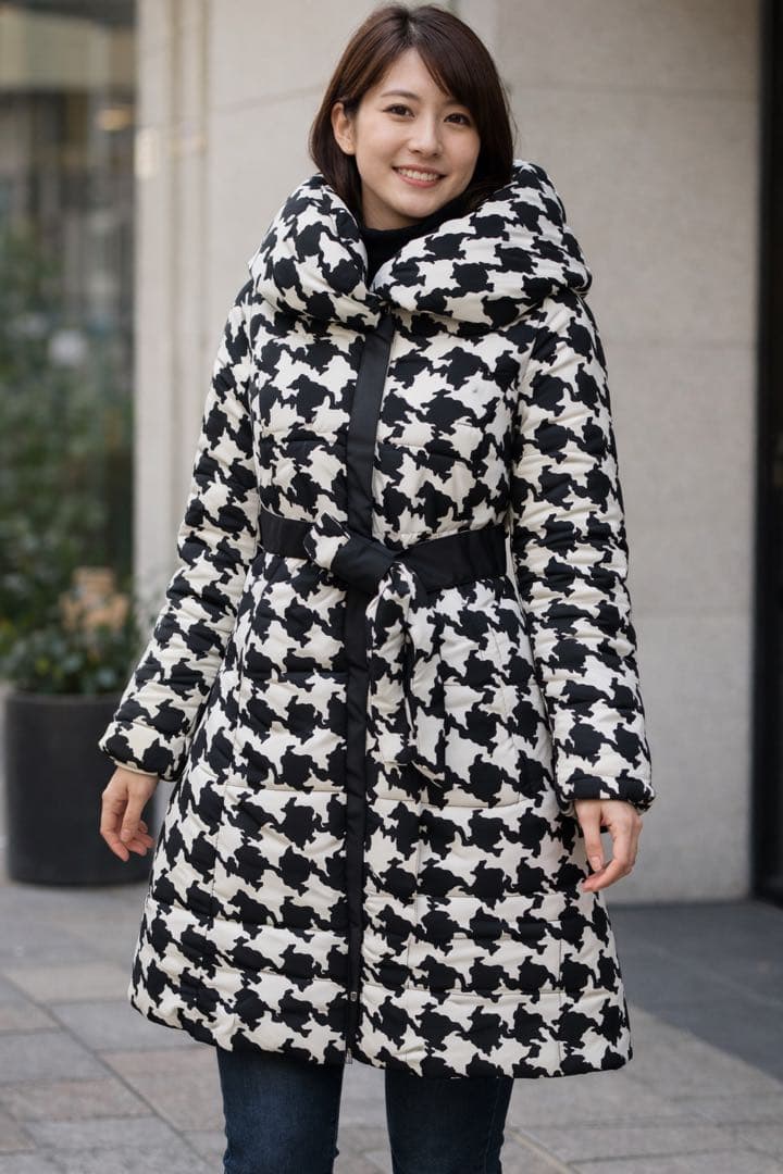 M'S GRACY ハウンドトゥース柄 ロングコート 38