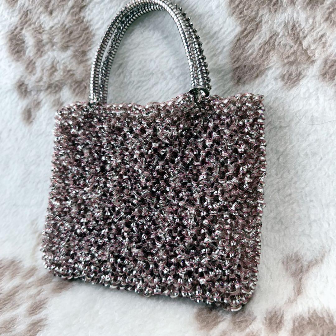 アンテプリマ パーティー バッグ ピンクシルバー ワイヤー ミニ スクエア