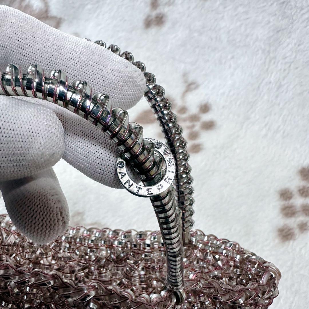 アンテプリマ パーティー バッグ ピンクシルバー ワイヤー ミニ スクエア