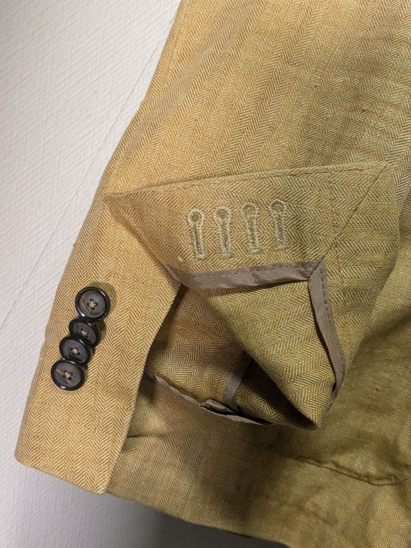 ★タリアトーレ テーラードジャケット 48 麻 ダブルブレスト 本切羽