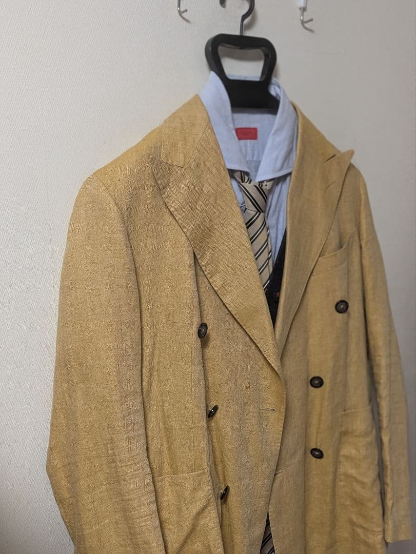 ★タリアトーレ テーラードジャケット 48 麻 ダブルブレスト 本切羽