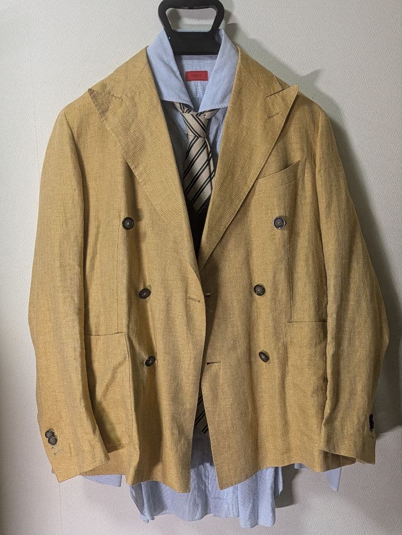 ★タリアトーレ テーラードジャケット 48 麻 ダブルブレスト 本切羽