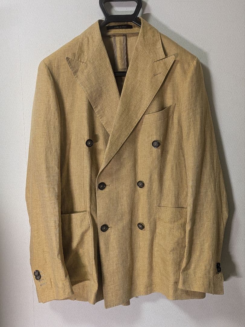 ★タリアトーレ テーラードジャケット 48 麻 ダブルブレスト 本切羽