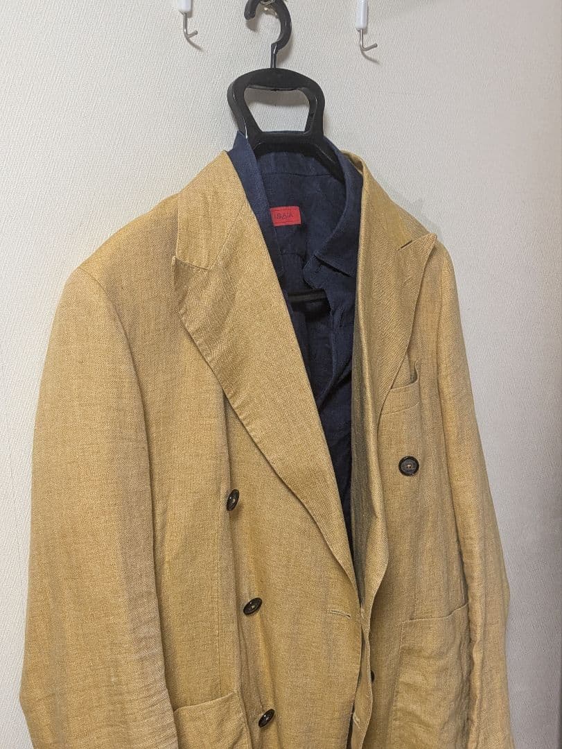 ★タリアトーレ テーラードジャケット 48 麻 ダブルブレスト 本切羽