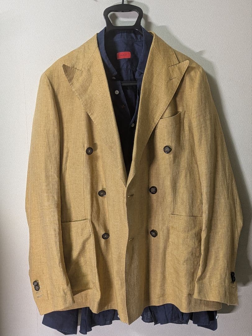 ★タリアトーレ テーラードジャケット 48 麻 ダブルブレスト 本切羽