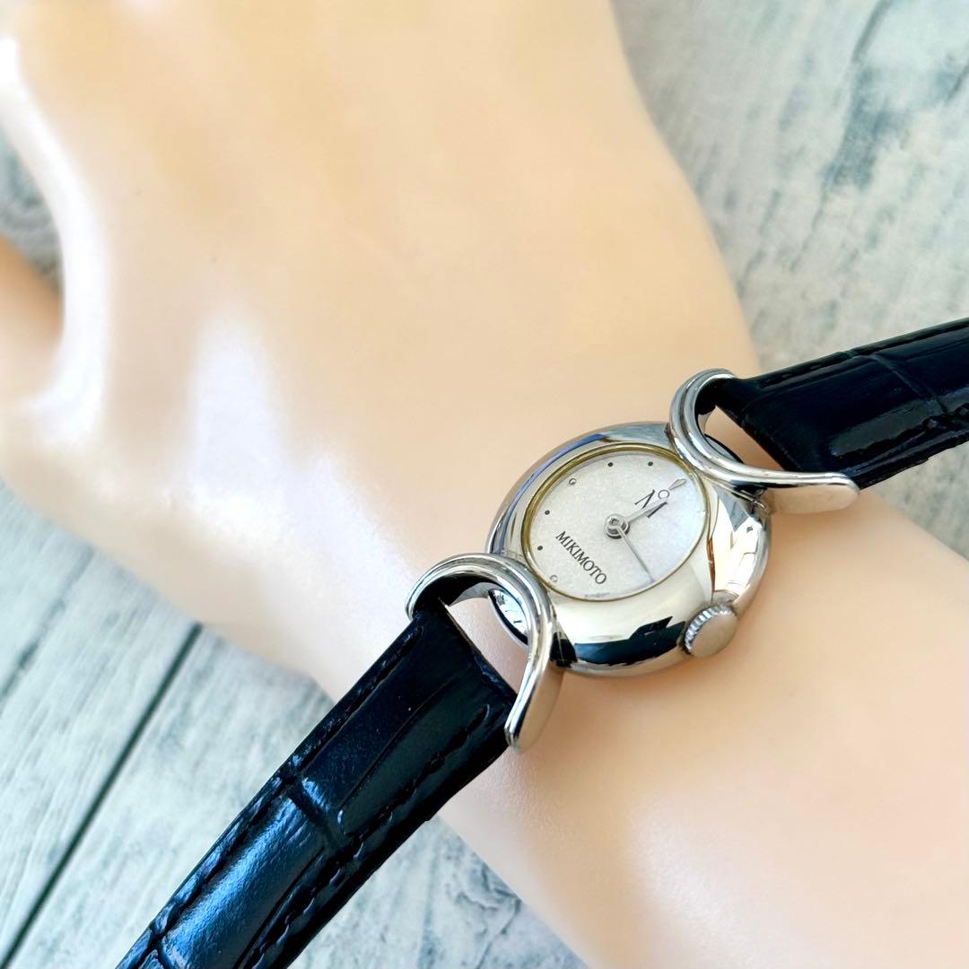 【電池交換済】MIKIMOTO ミキモト 腕時計 ラウンド シルバー レディース
