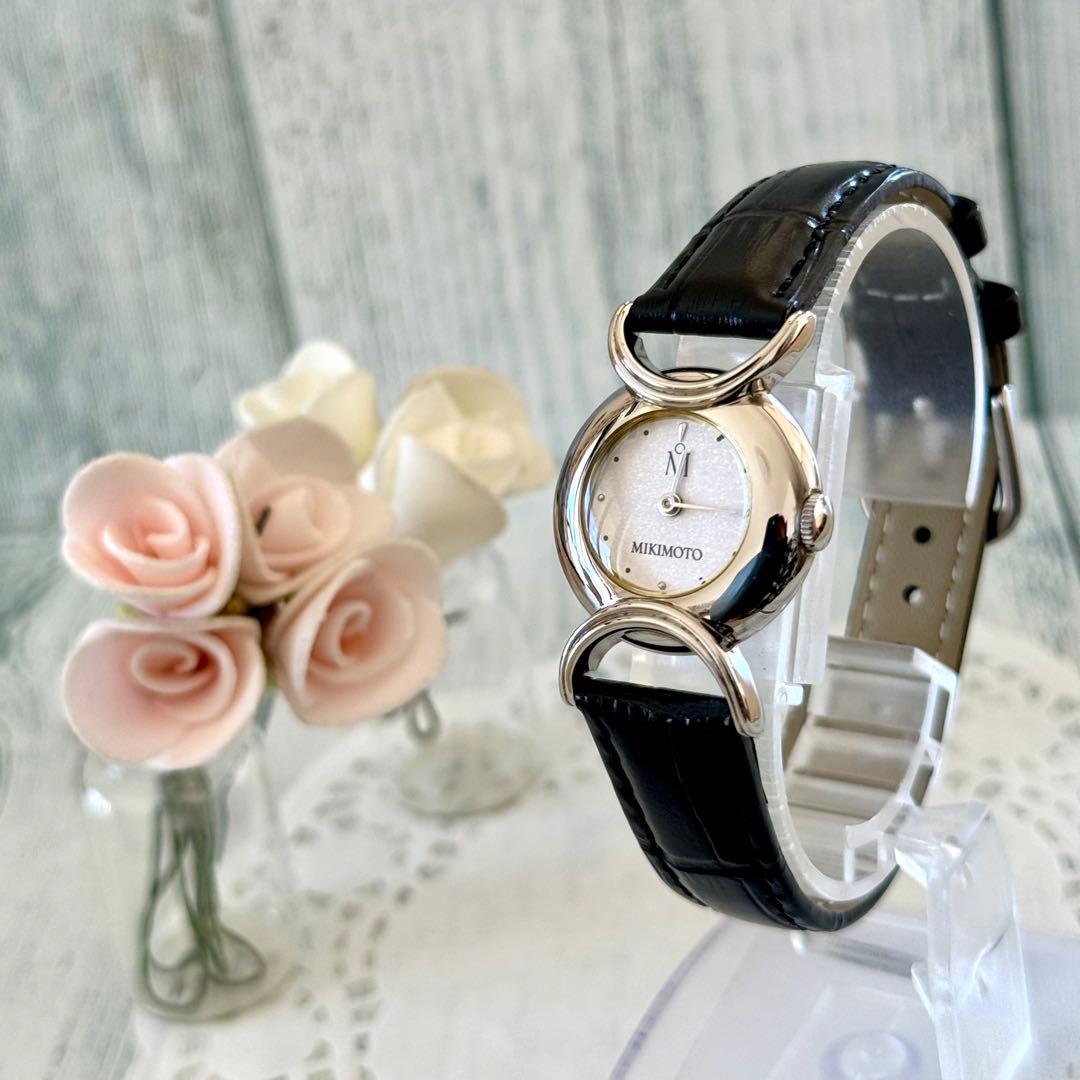 【電池交換済】MIKIMOTO ミキモト 腕時計 ラウンド シルバー レディース