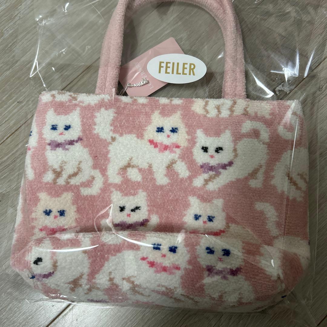 フェイラー トートバッグ ピンク　モフモフネコチャン　バッグ ミニトート