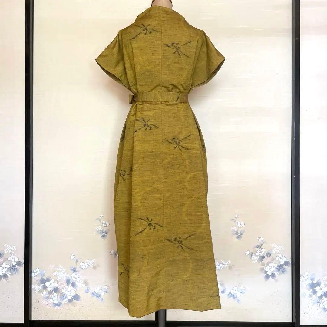 紬リメイク前開きワンピース_36