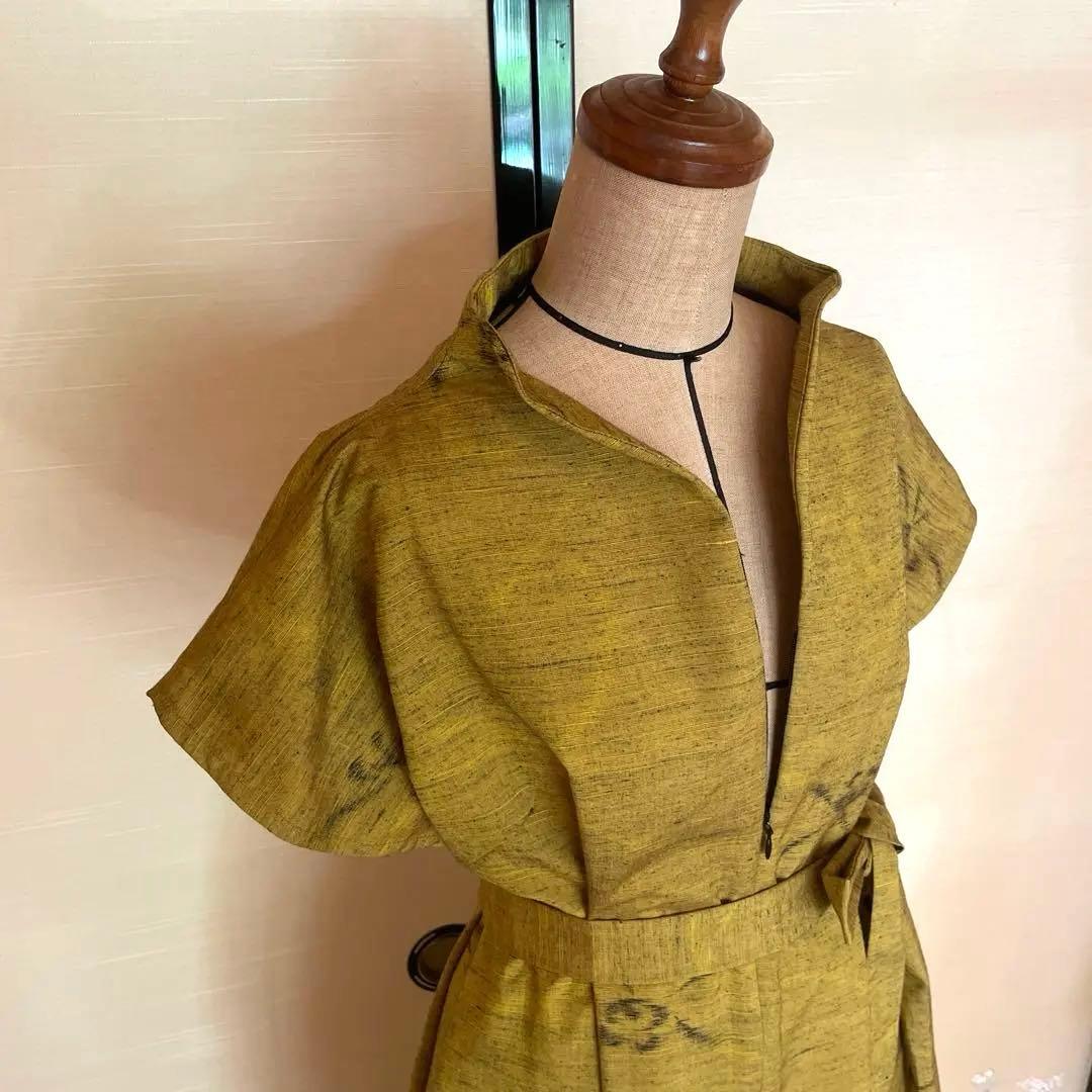 紬リメイク前開きワンピース_36