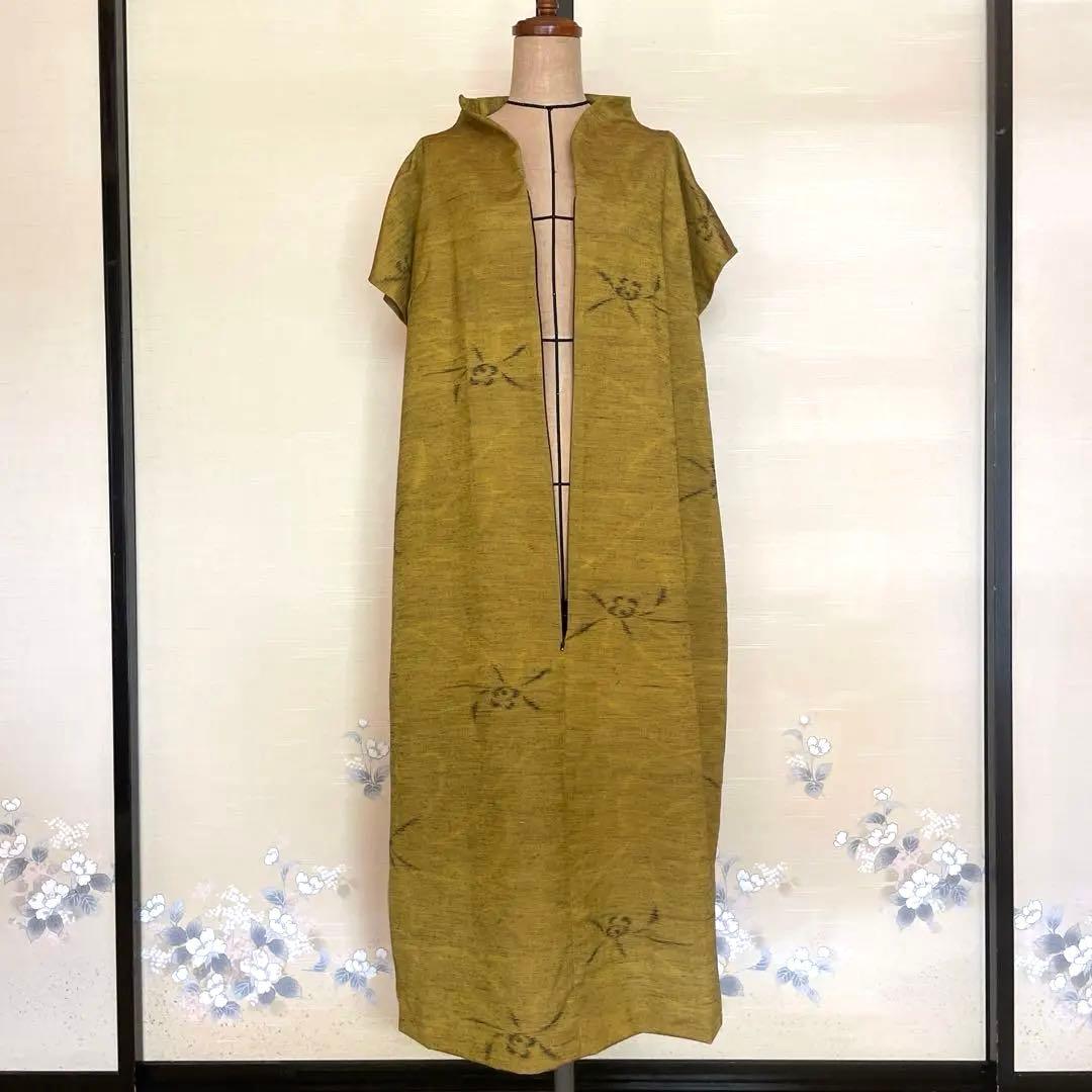 紬リメイク前開きワンピース_36