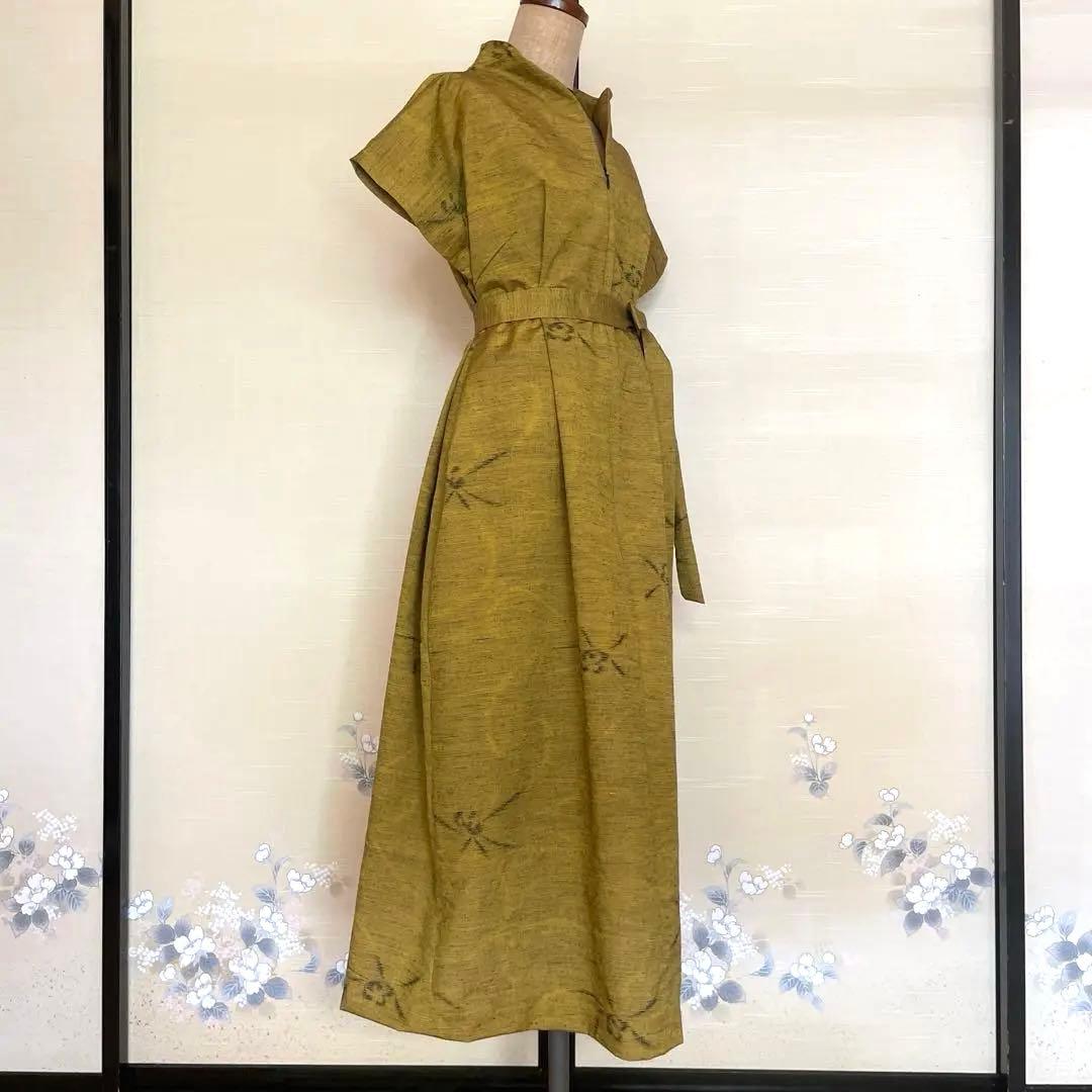 紬リメイク前開きワンピース_36