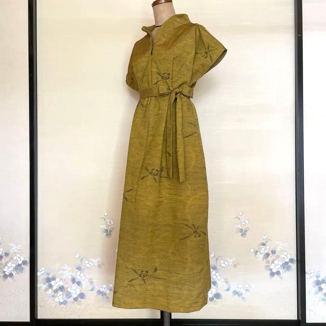 紬リメイク前開きワンピース_36