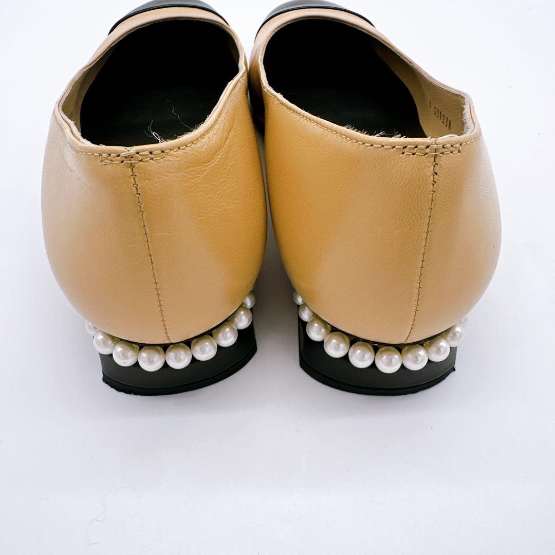 CHANEL シャネルバレエシューズ 38ベージュ/ブラック ココマーク