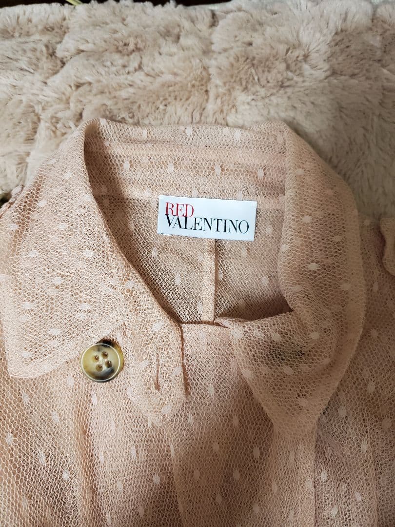 RED VALENTINOベージュピンク透け感チュールトレンチコート日本未入荷色