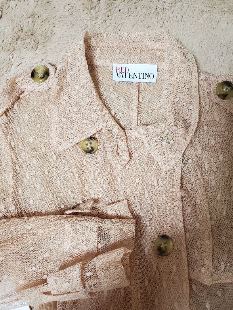 RED VALENTINOベージュピンク透け感チュールトレンチコート日本未入荷色