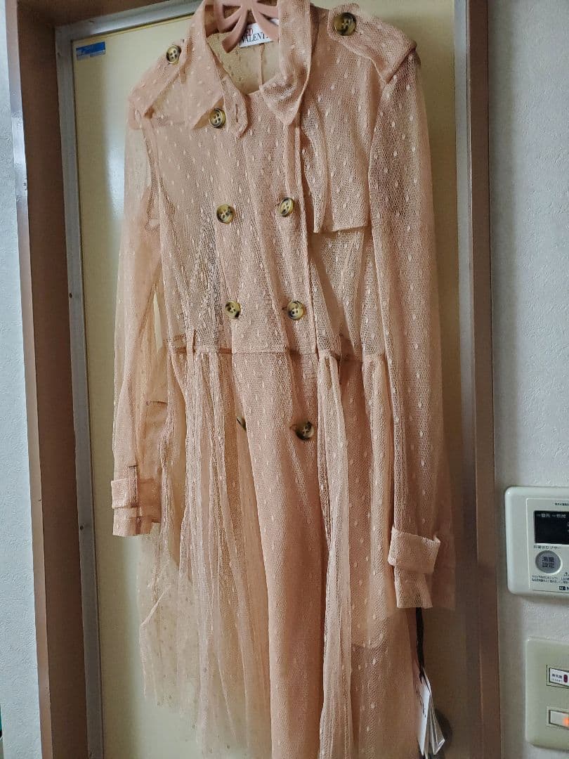 RED VALENTINOベージュピンク透け感チュールトレンチコート日本未入荷色
