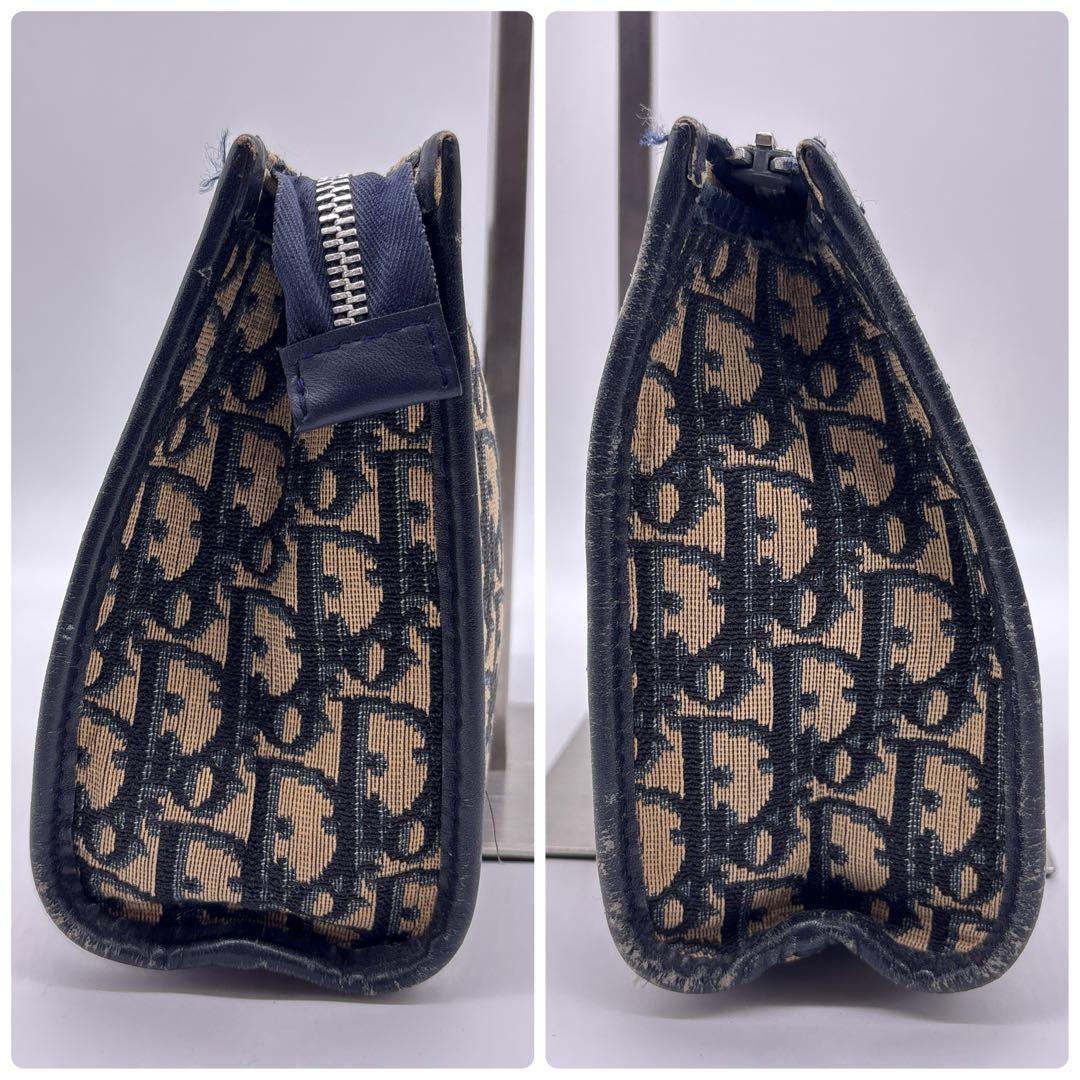 希少　Dior ディオール ポーチバッグ トロッター柄 クラッチ　ネイビー
