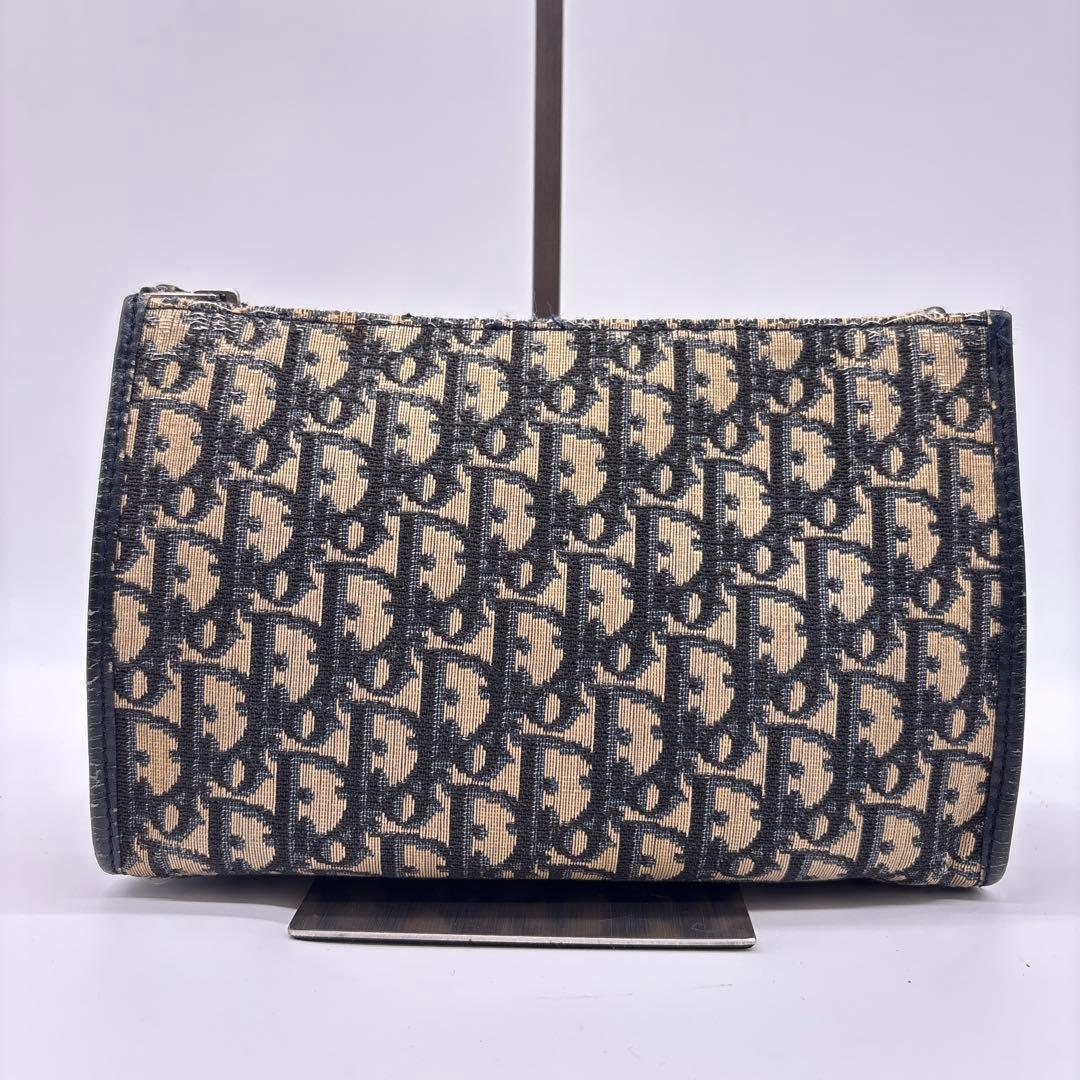 希少　Dior ディオール ポーチバッグ トロッター柄 クラッチ　ネイビー